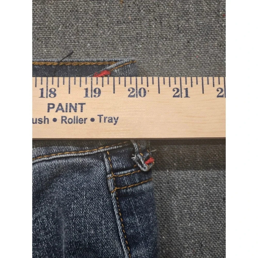 True Religion Ricky Relaxed Straight Jeans Mens 40 Medium Wash Blue Red Stitch